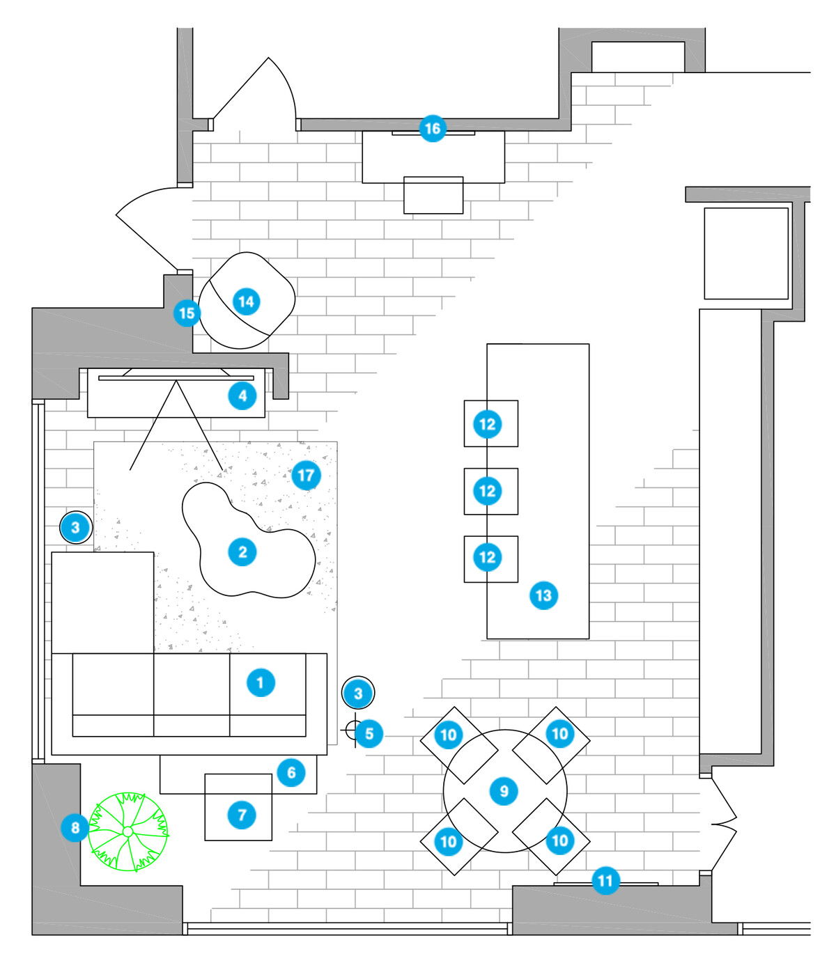 Online Designer Combined Living/Dining Floorplan