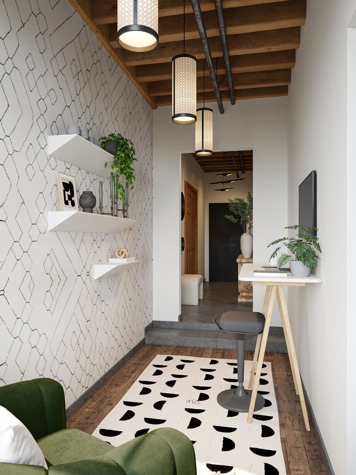 Eclectic Historic Loft Office Design 