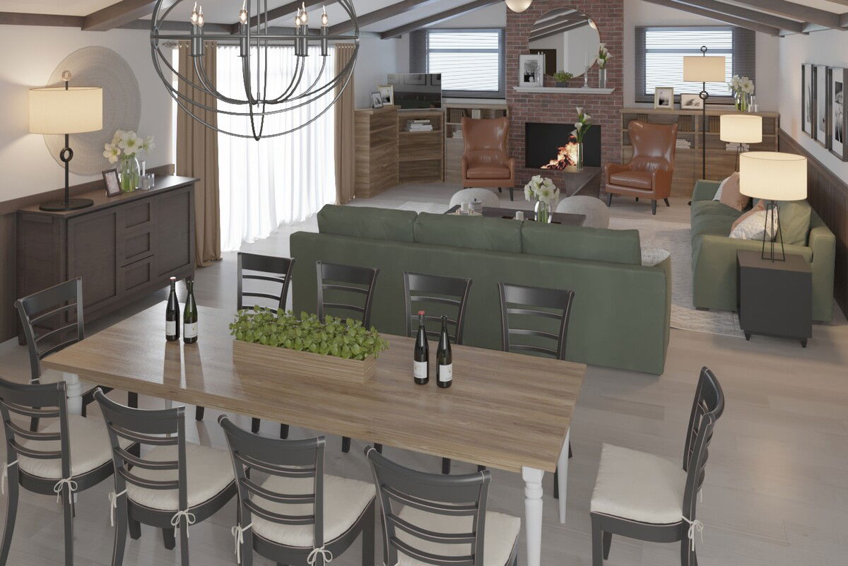 Online Designer Combined Living/Dining 3D Model 2