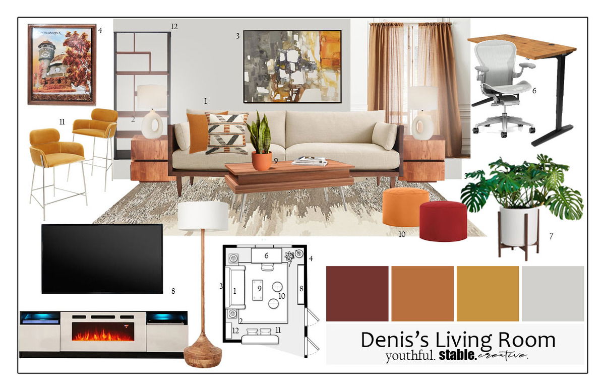 Ideas de Diseño de Interiores Combinadas de Sala-Comedor del Diseñador en Línea