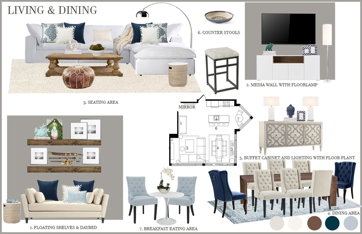 Online Designer Combined Living/Dining Interior Design Ideas