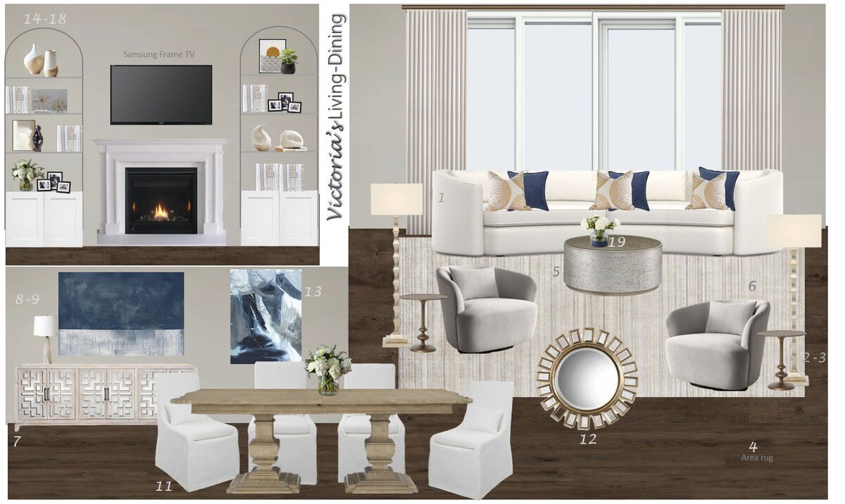 Ideas de Diseño de Interiores Combinadas de Sala-Comedor del Diseñador en Línea