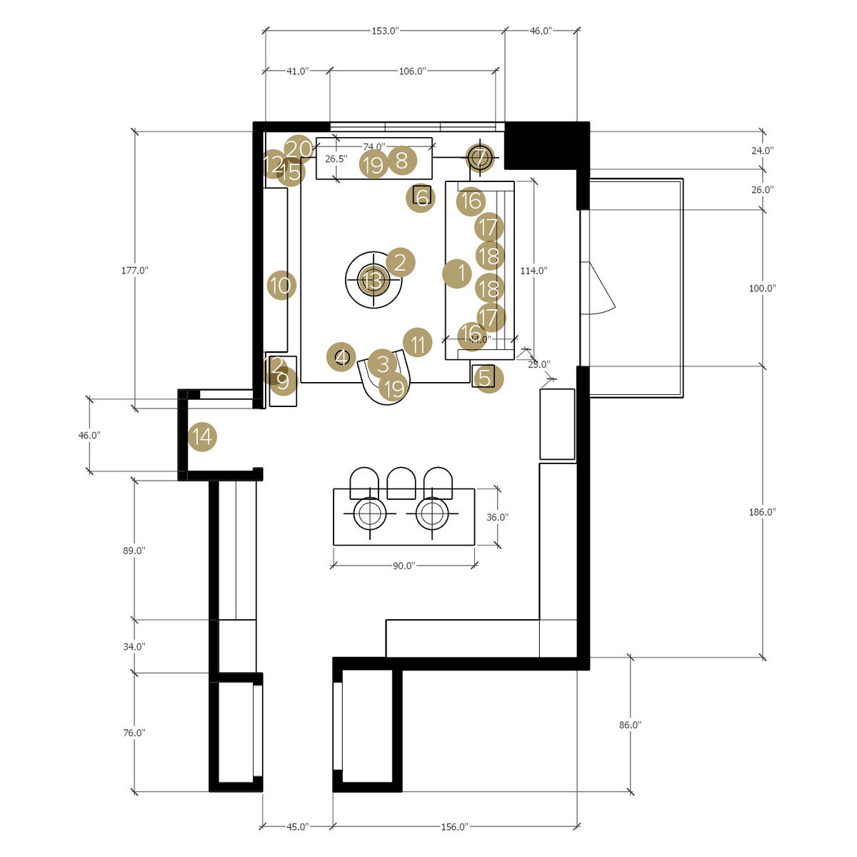 Online Designer Combined Living/Dining Floorplan