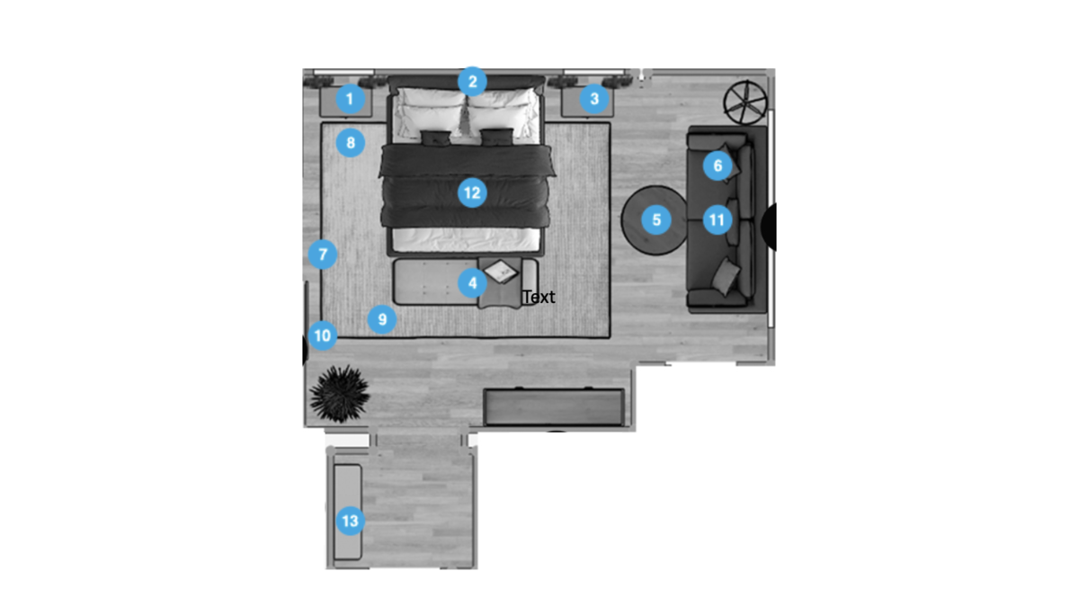 Plano de planta de sala de estar en línea