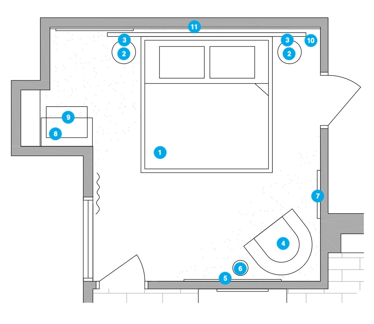Plano del Dormitorio del Diseñador en Línea