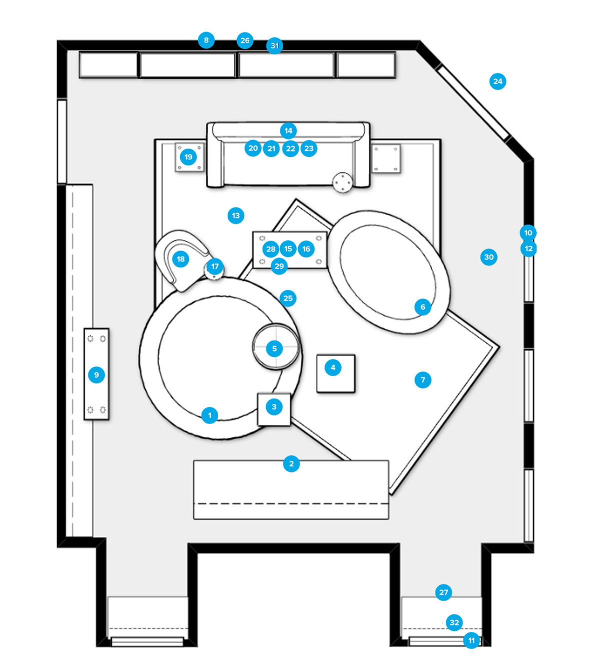 Online Designer Living Room Floorplan