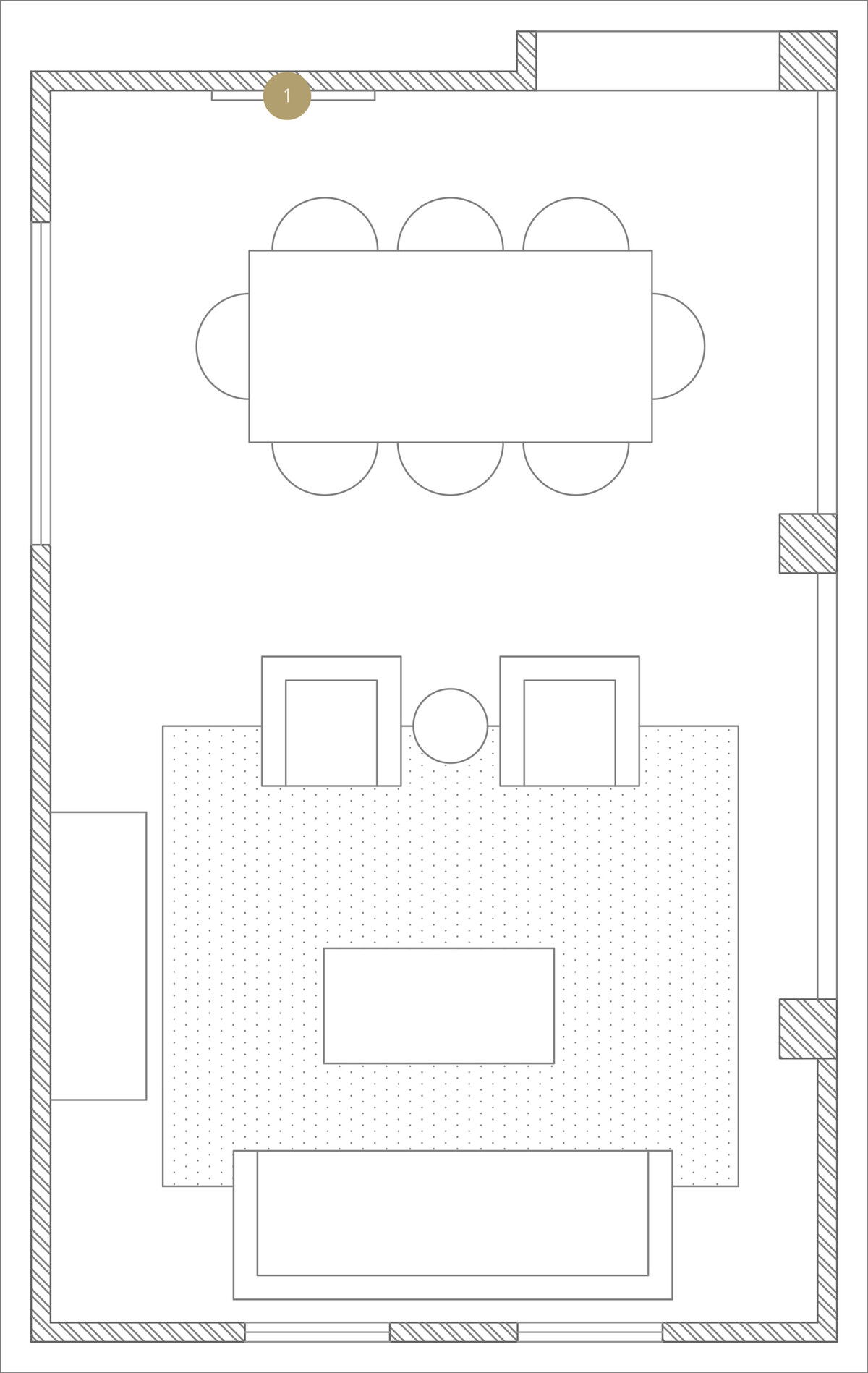 Online Designer Combined Living/Dining Floorplan