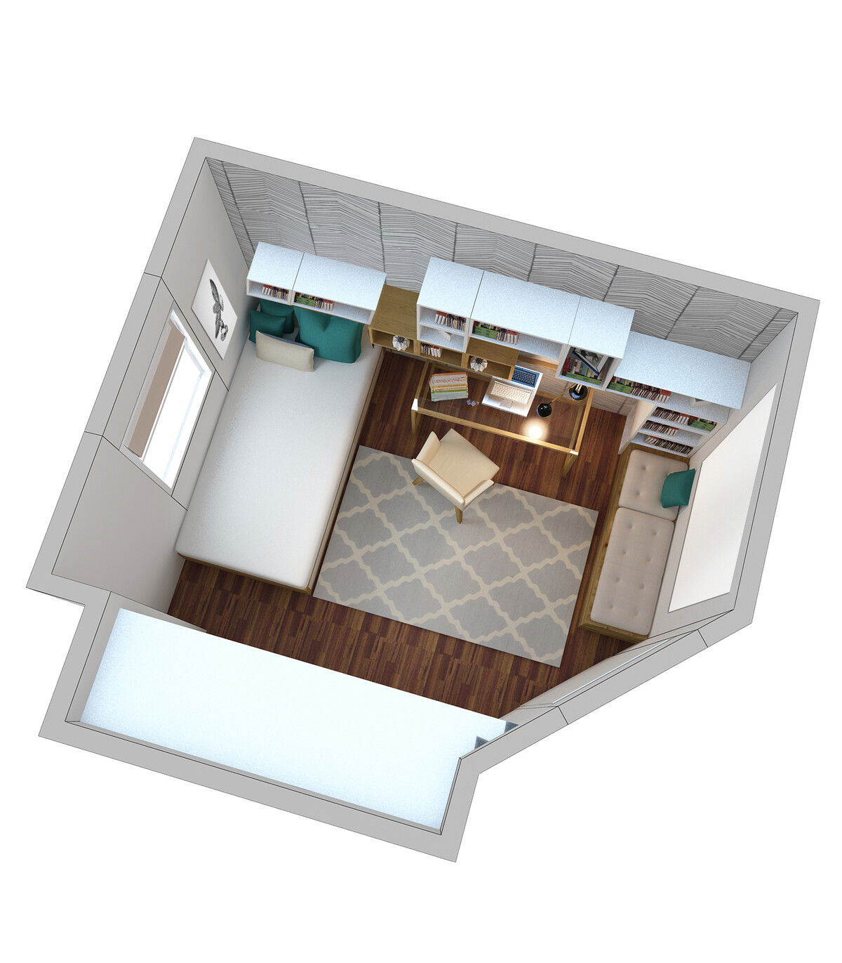 Modelo 3D de Dormitorio del Diseñador en Línea 3