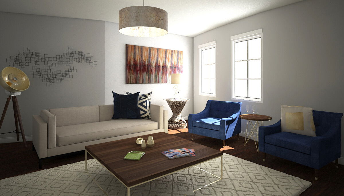 Online Designer Living Room 3D Model 3