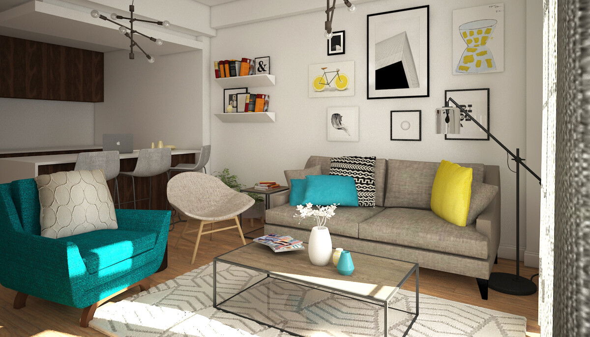 Online Designer Living Room 3D Model 3