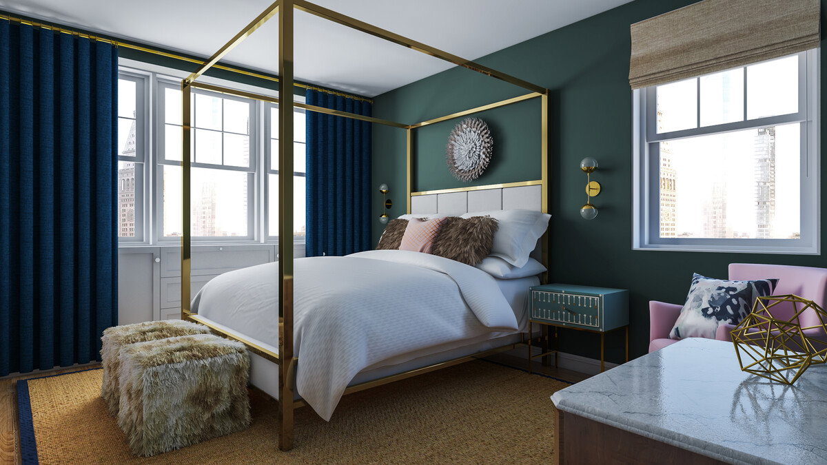 Femenine Glamour Bedroom Rendering thumb