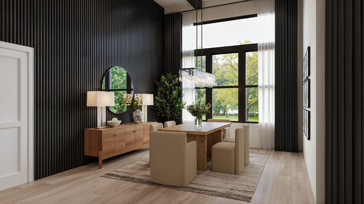 Modern Neutral Living Dining Room Combo Rendering thumb