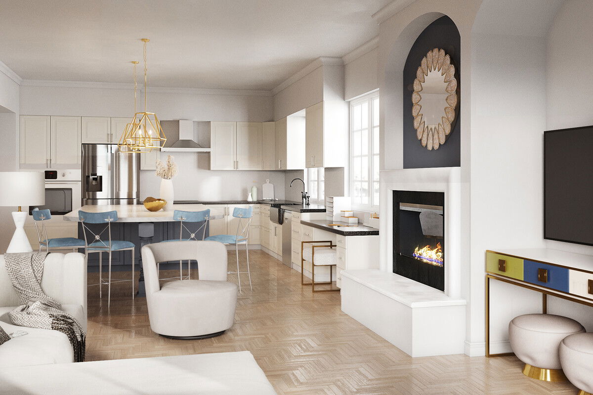 Modern Open Concept Renovation Rendering thumb