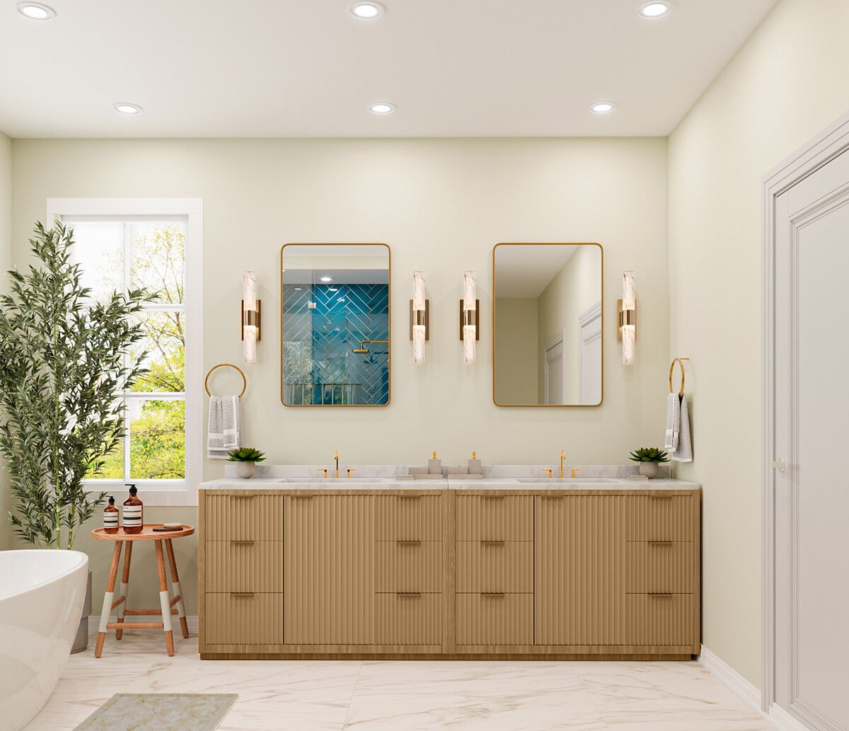 Modern Coastal Bathroom Remodel Rendering thumb