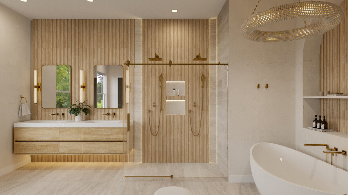 Serene Modern Elegance Bathroom Design  Rendering thumb