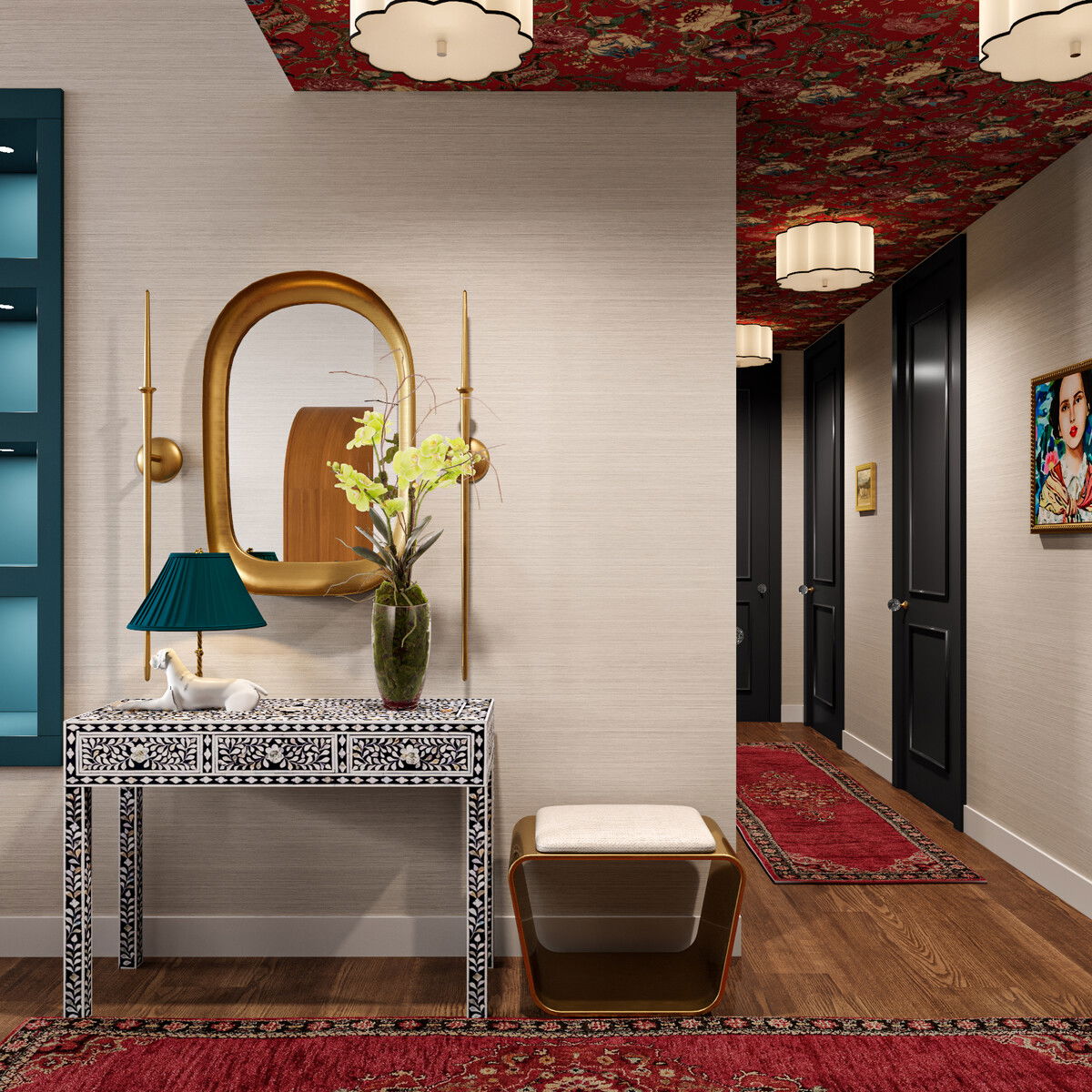 Eclectic Cozy & Warm Apartment Design Rendering thumb
