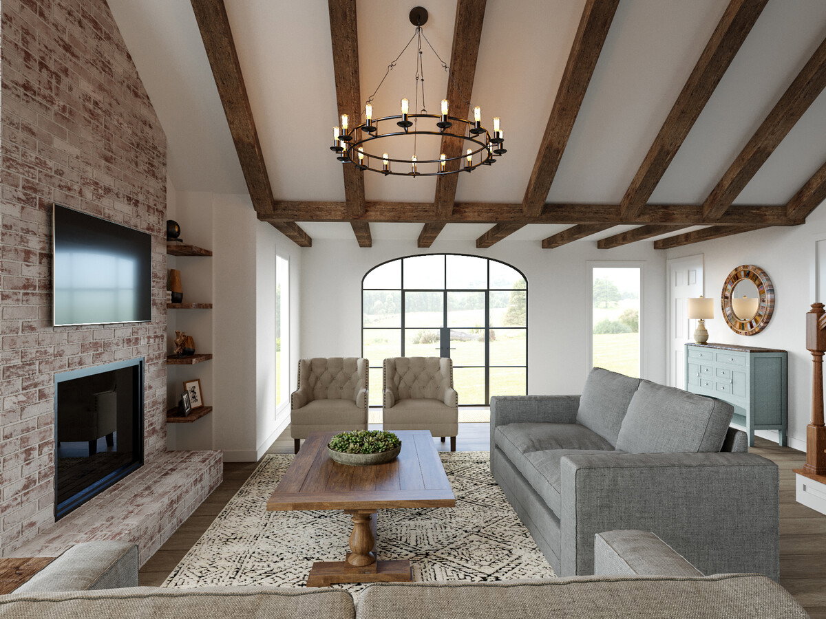 Rustic Home Design With Brick Walls Rendering thumb