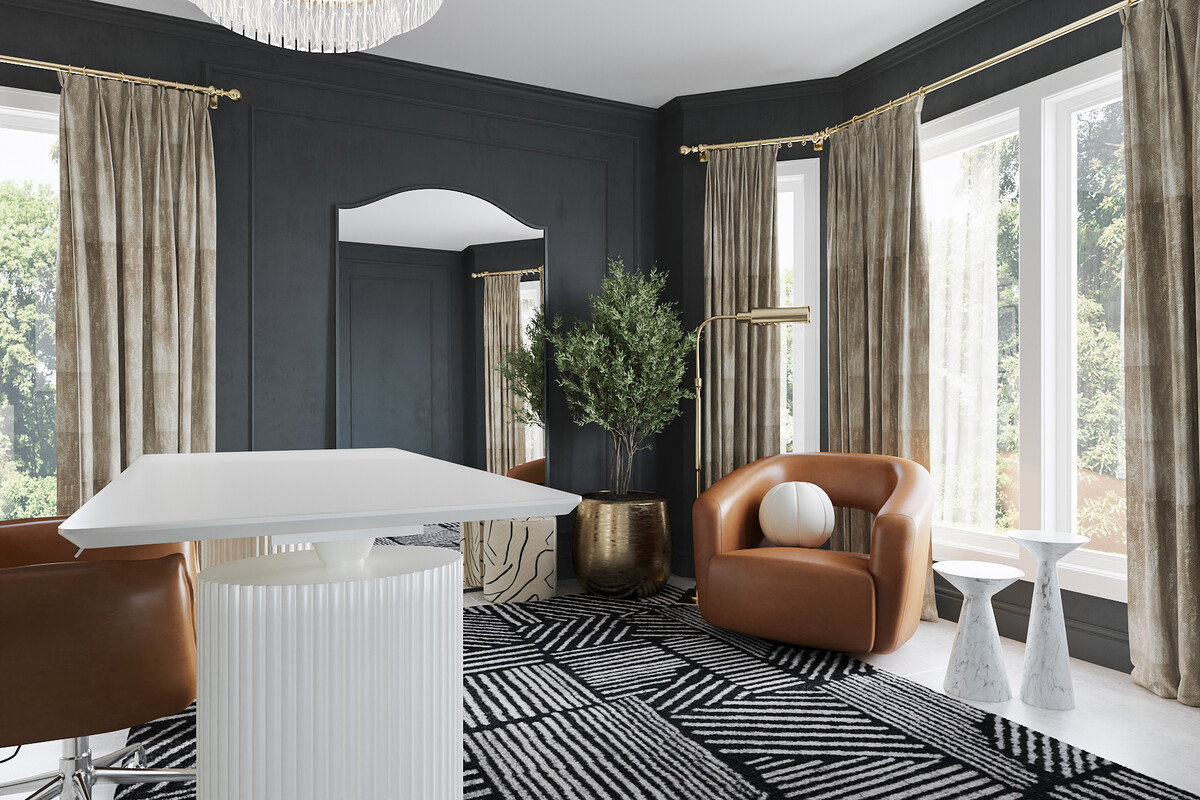 Modern Transitional Home Office & Laundry Design Rendering thumb