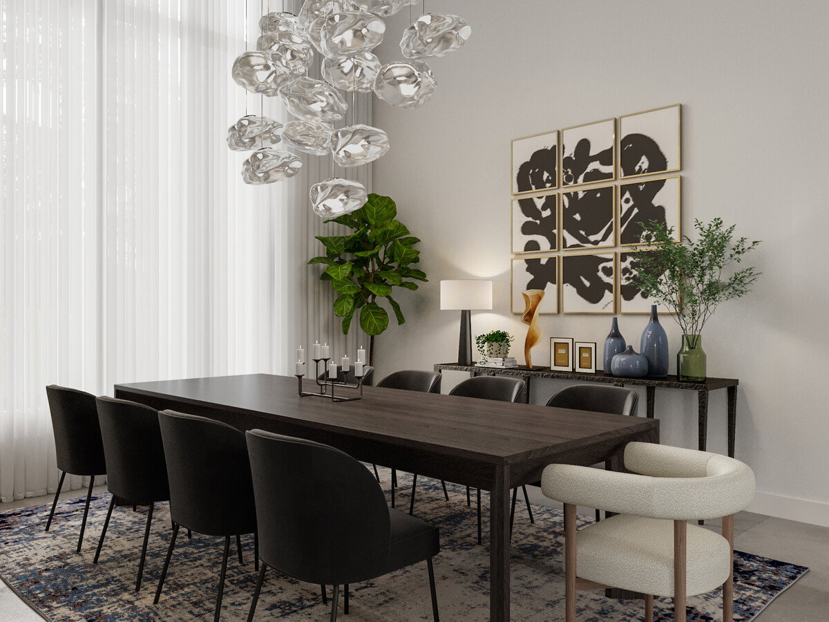 Contemporary Masculine Dining Area Rendering thumb
