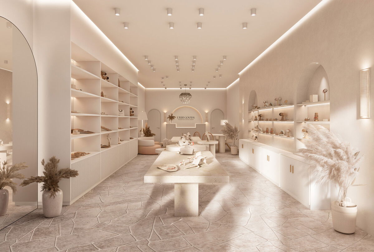 Chic & Inviting Jewelry Store Design Rendering thumb