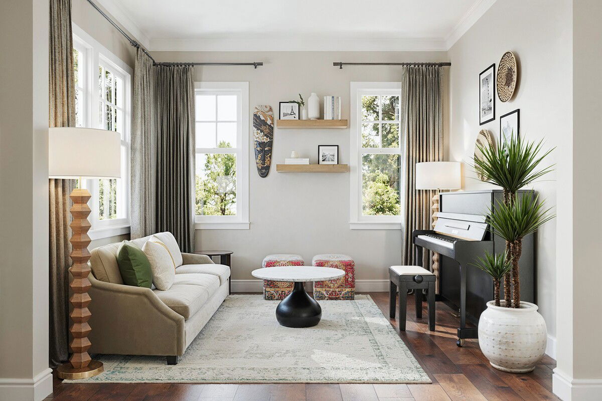 Elegant Transitional Family Home Renovation Rendering thumb