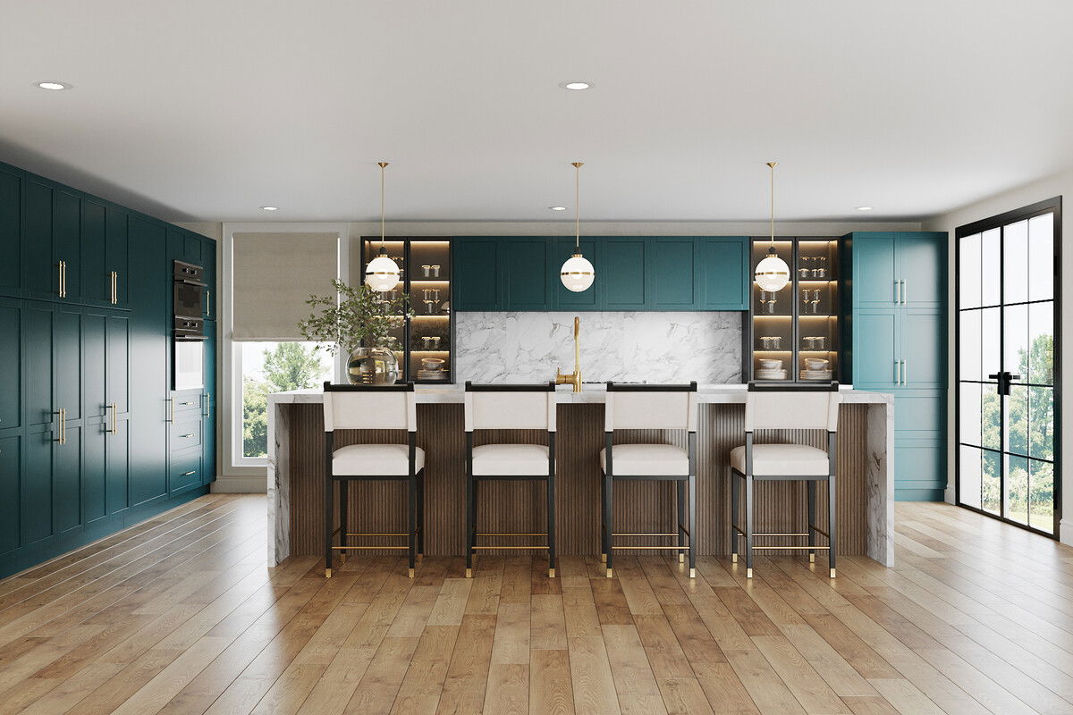 Elegant & Functional Transitional Kitchen Design Rendering thumb