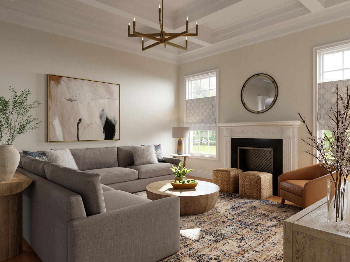Transitional Modern Living and Dining Room Transformation Rendering thumb