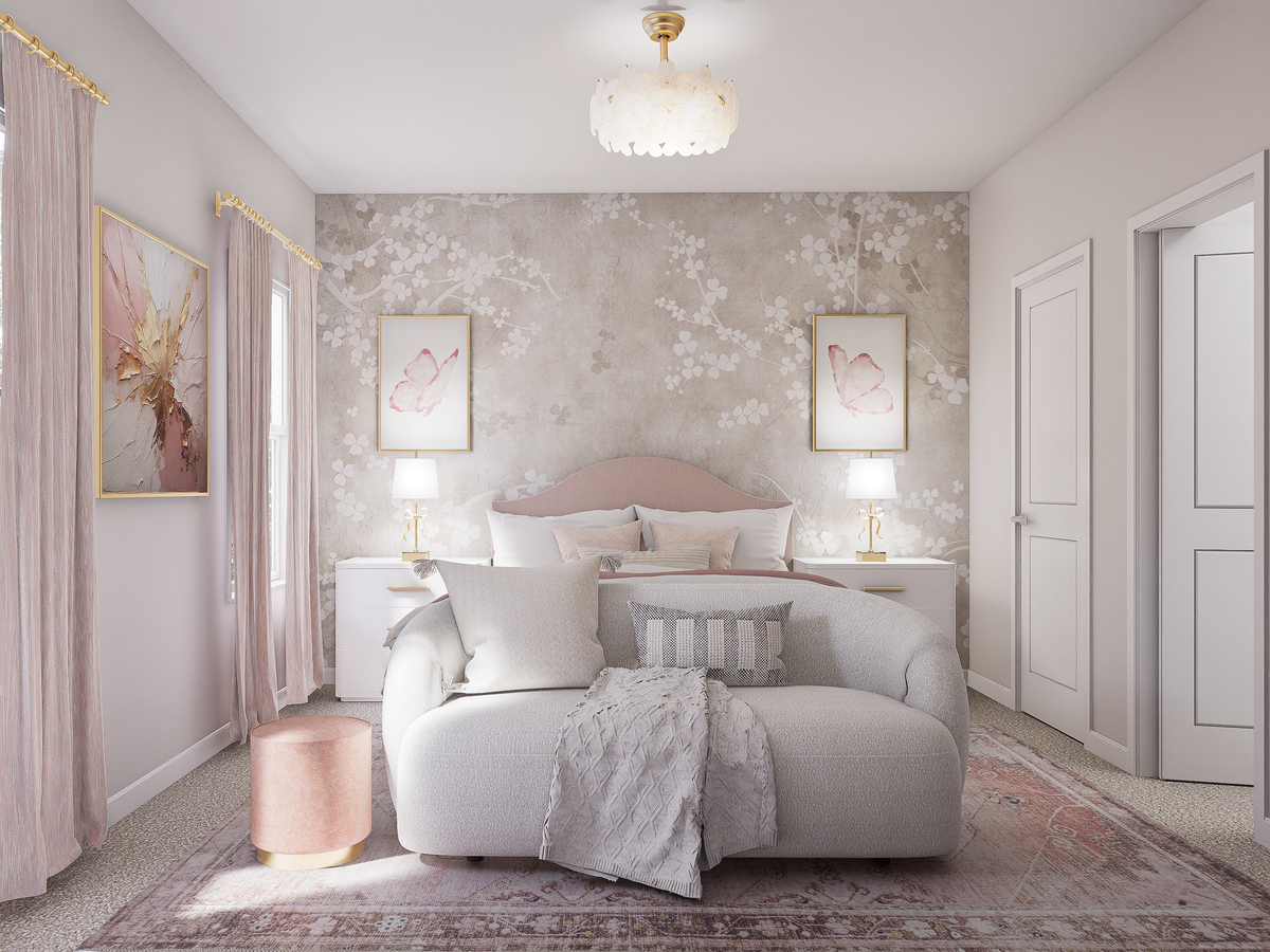 Girly Glam Sophisticated Bedroom Renovation Rendering thumb