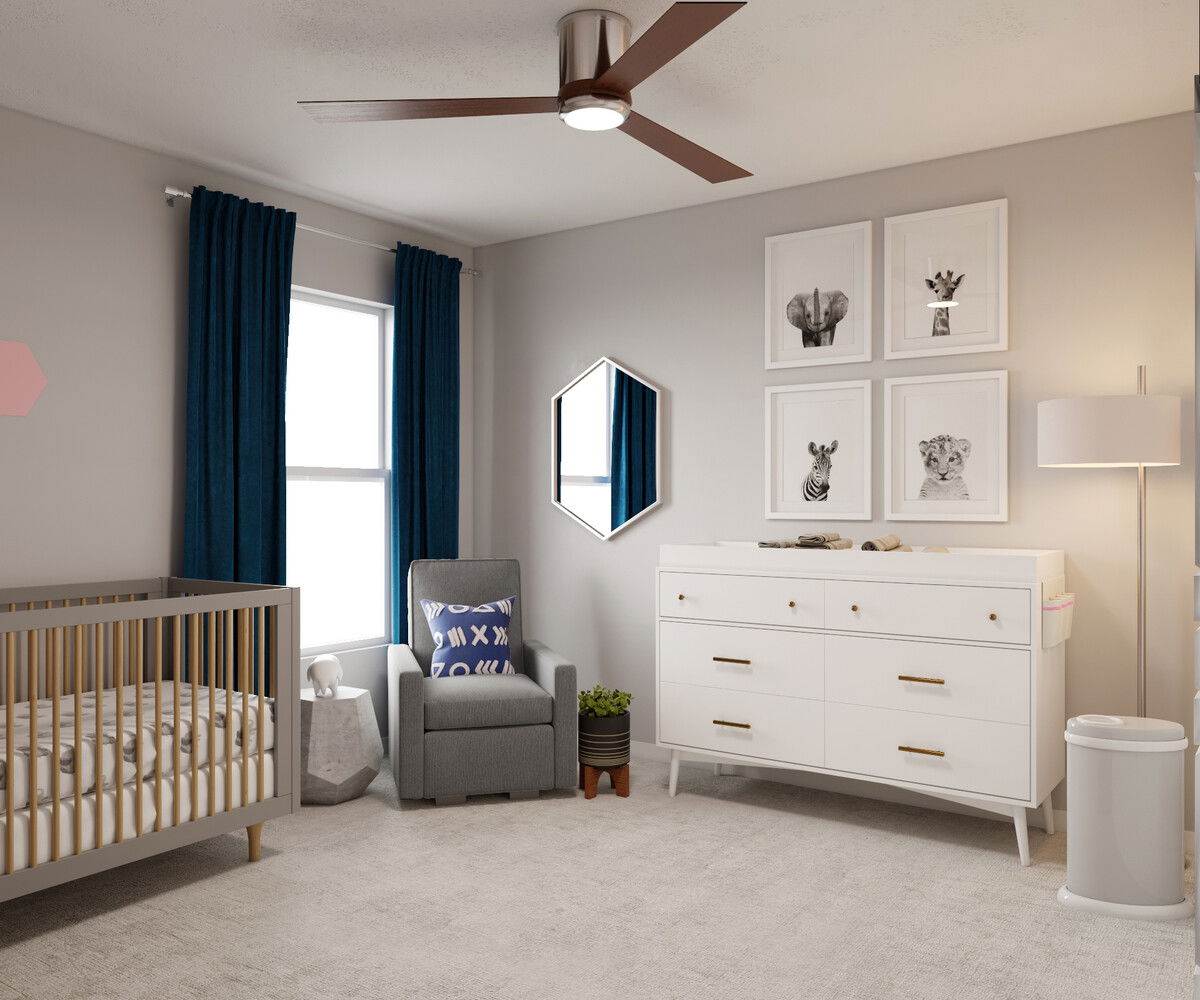 Modern Geometric Nursery Interior Design Rendering thumb
