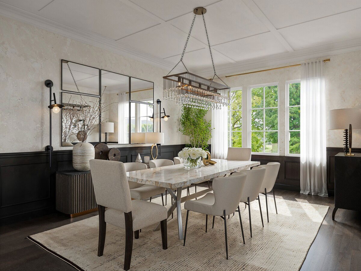 Elegant Inviting Bedroom & Dining Room Design Rendering thumb