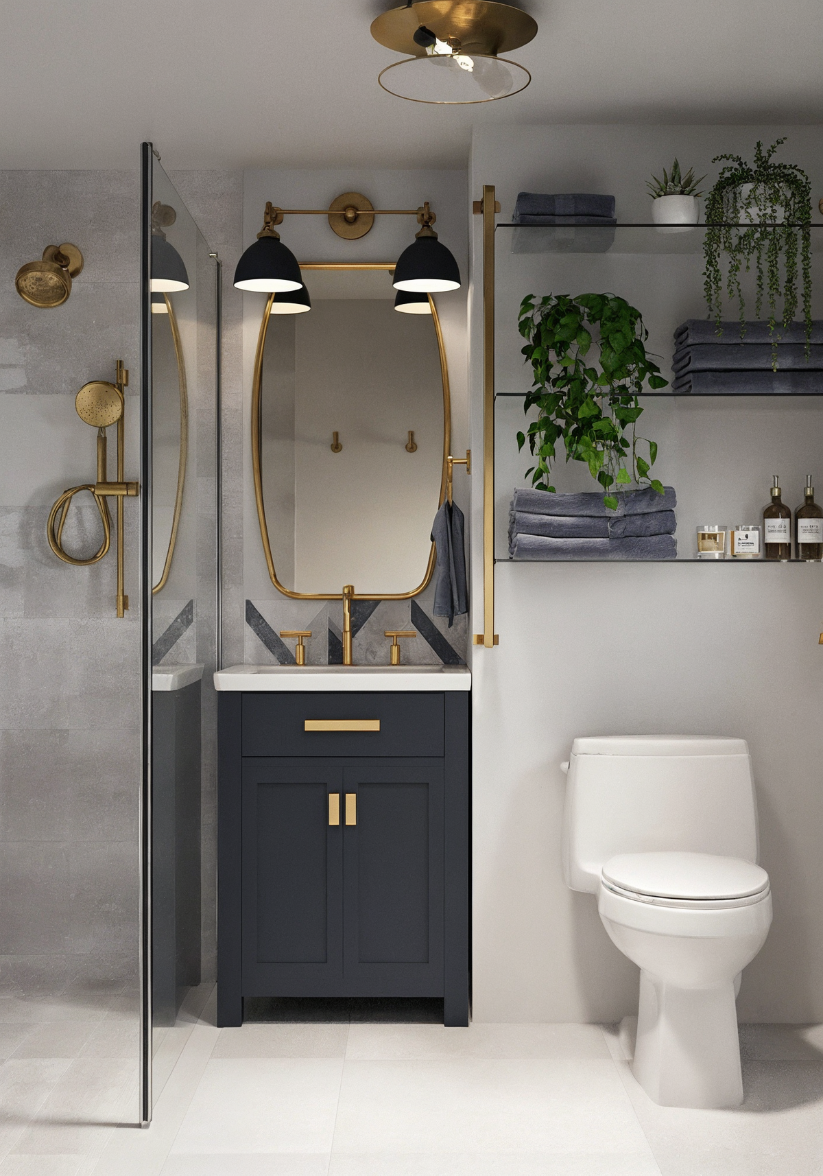 Glam Ensuite Guest Bathroom Rendering thumb