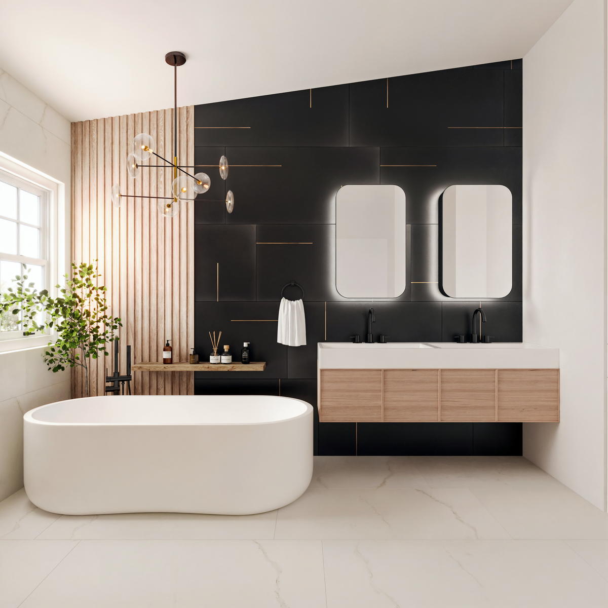 Modern Chic Bathroom Remodel Rendering thumb