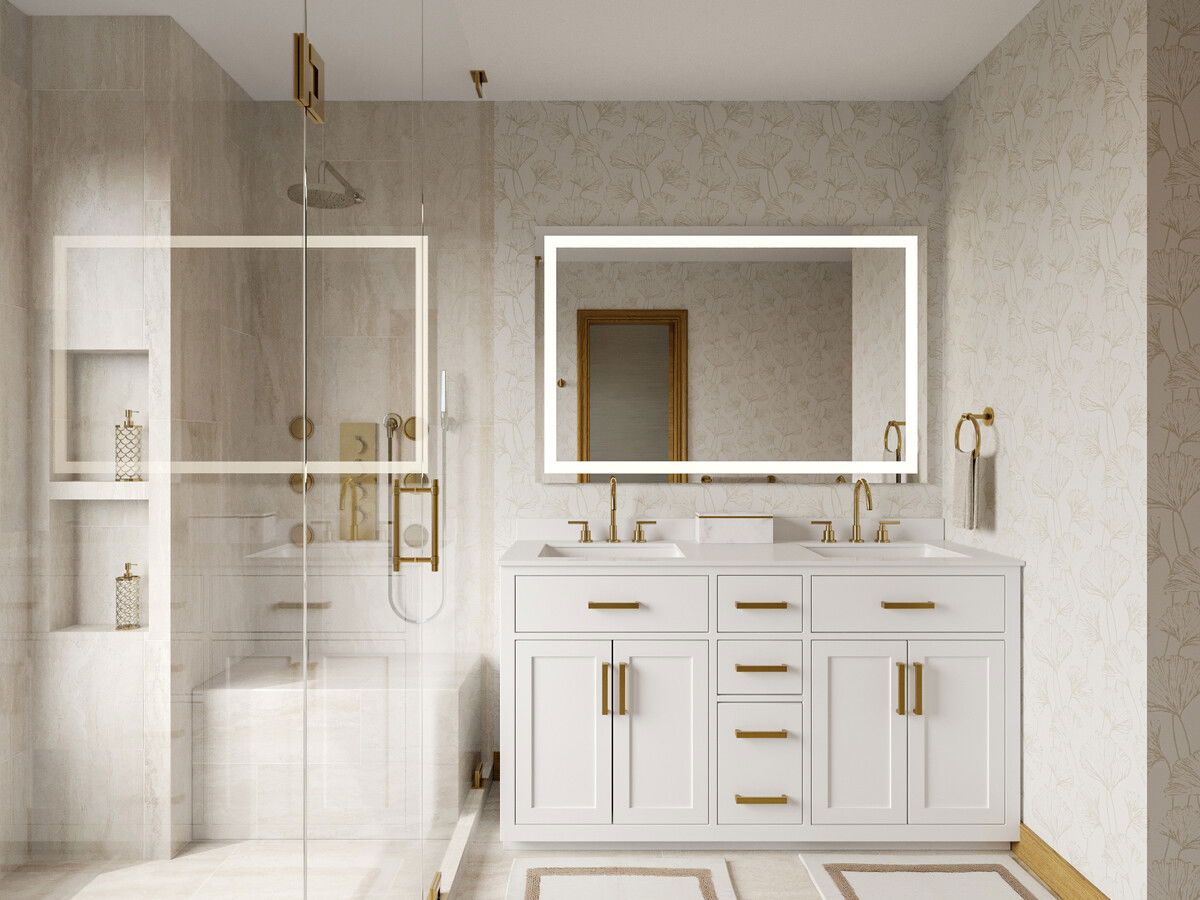 Modern Luxurious Master Bathroom Design Rendering thumb