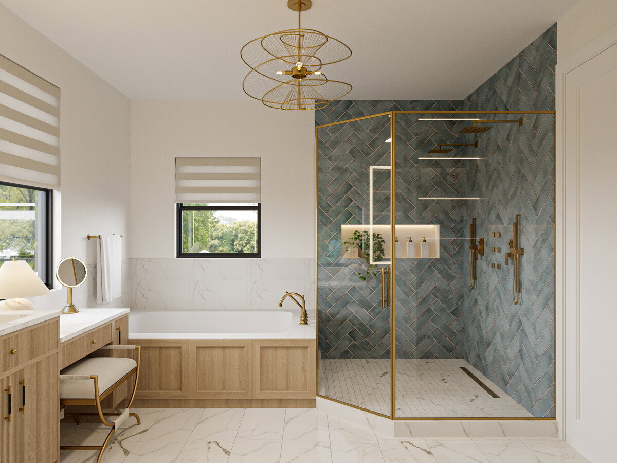 Luxurious Modern Spa Inspired Bathroom Design Rendering thumb