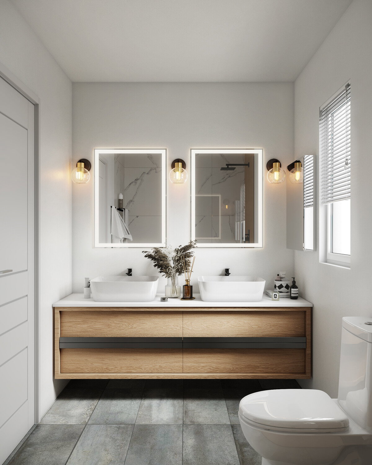 Modern Master And Guest Bathroom Remodel Rendering thumb