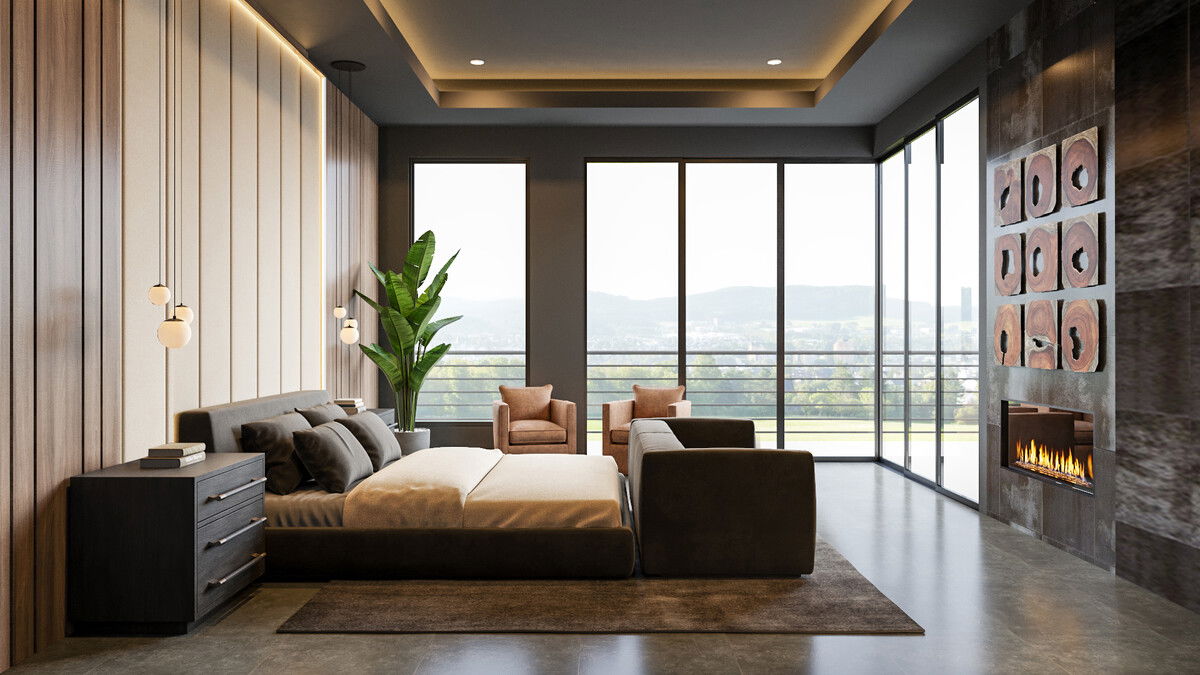 Sophisticated Contemporary Home Design with Dark Accents Rendering thumb