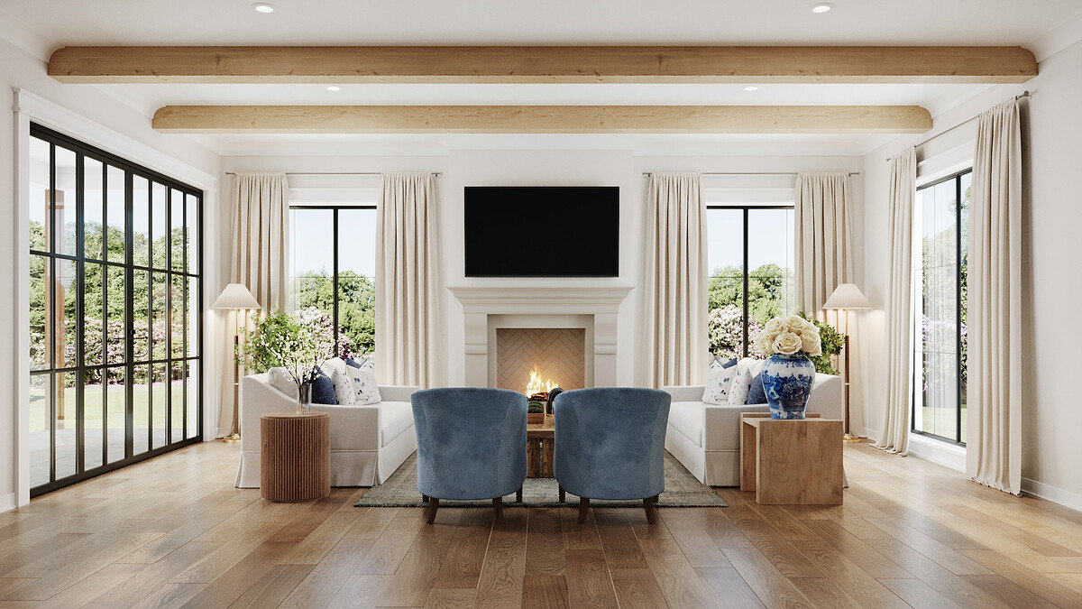 Sophisticated Living Room & Bedroom Remodel Rendering thumb