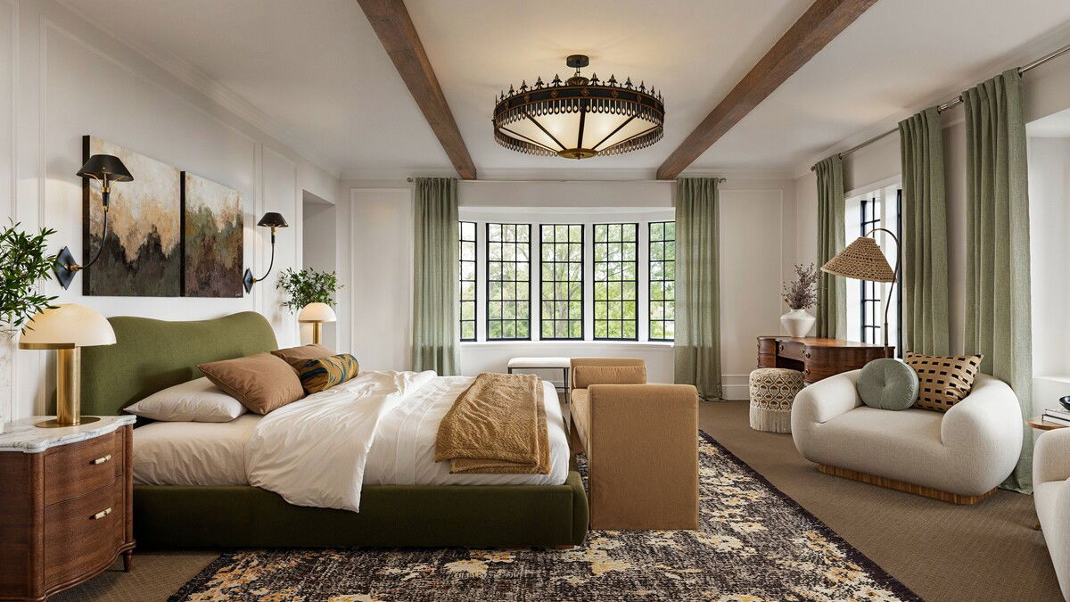 Modern Tudor Primary Bedroom Rendering thumb