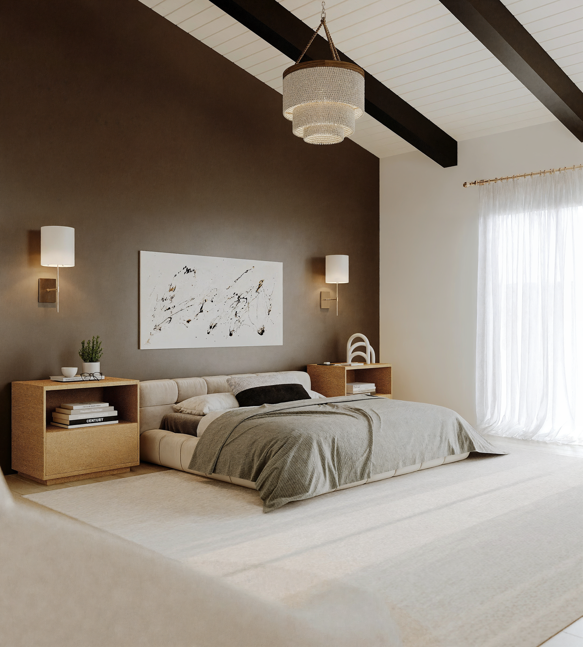 Modern Sleek & Cozy Bedroom Renovation Rendering thumb