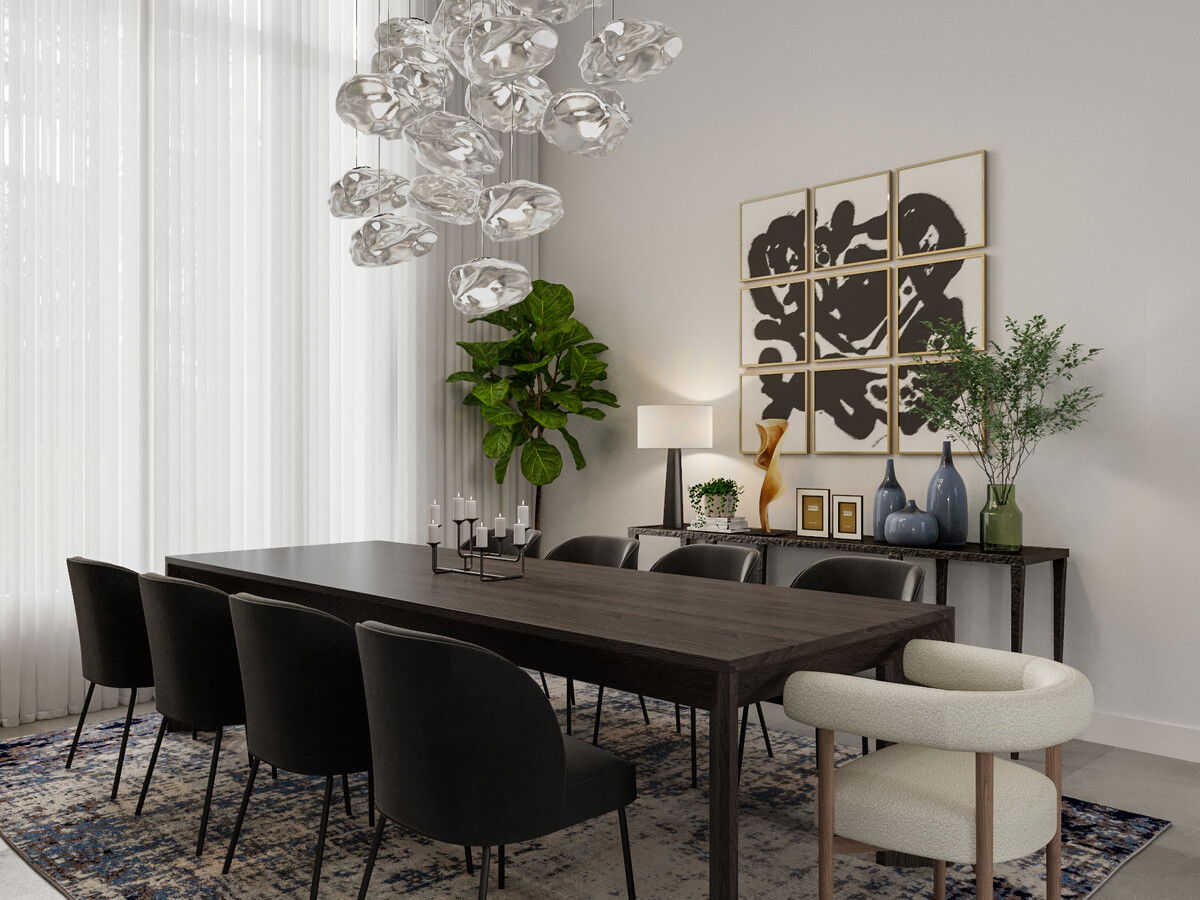 Contemporary Masculine Dining Area Rendering thumb