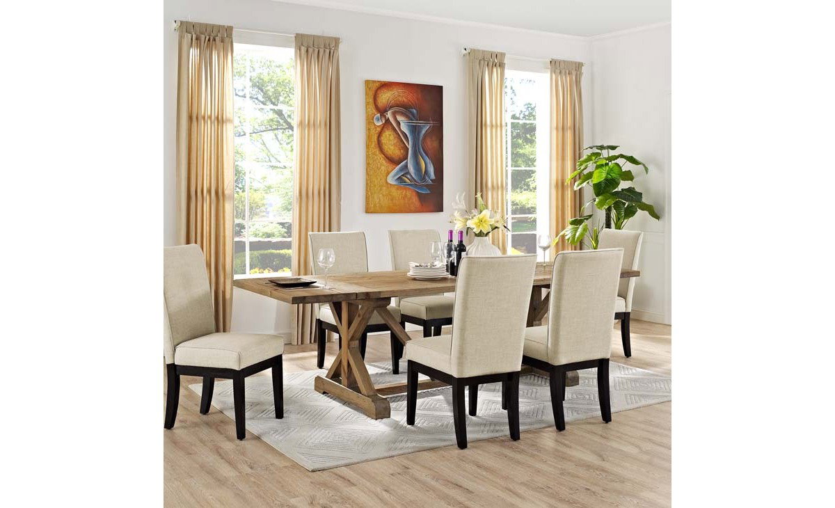 Extendable Light Wood Dining Table, by Modway Furniture, 36" length x 102.5" width x 30" height View 4
