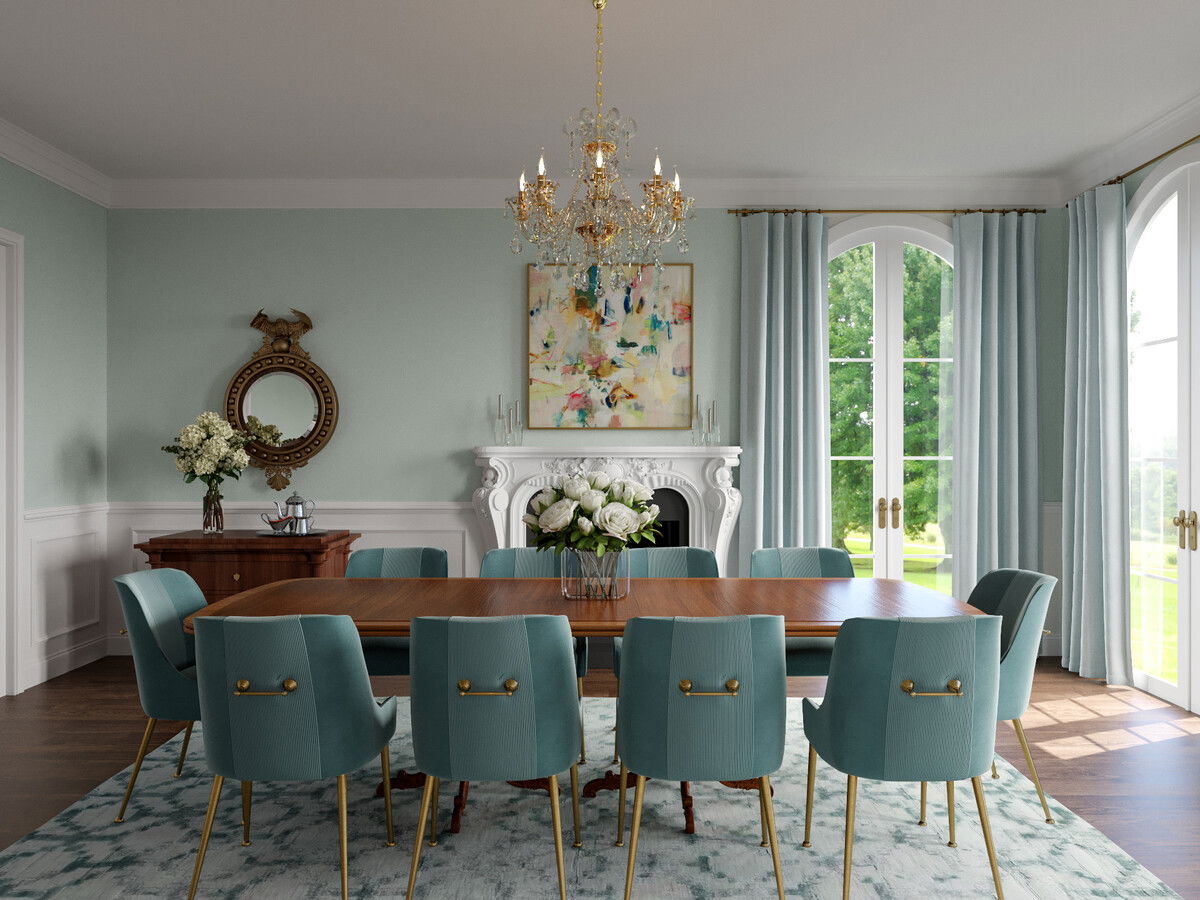 Classic and Calm Living & Dining Remodel Rendering thumb