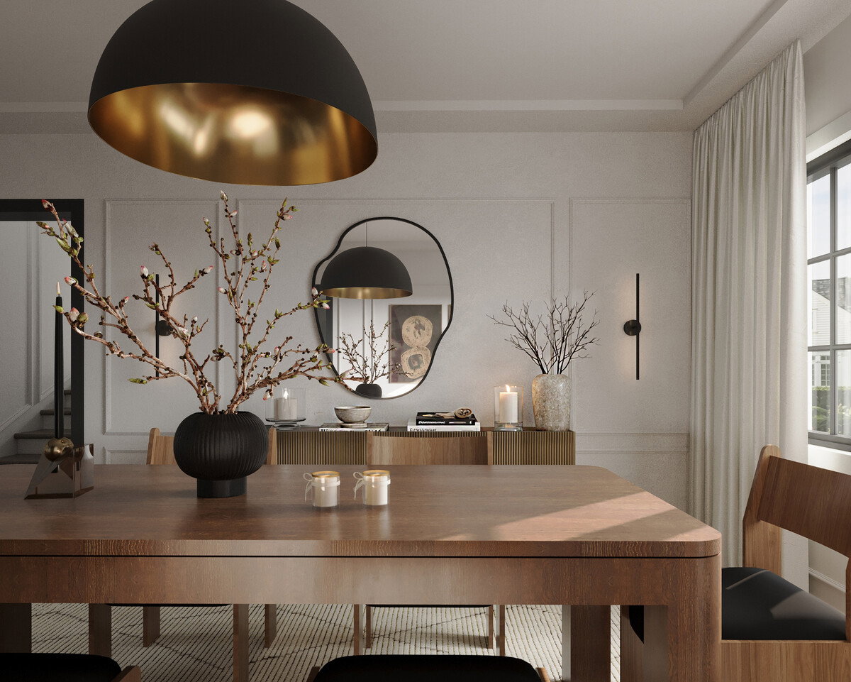 Elevated Living & Dining Room Design Rendering thumb