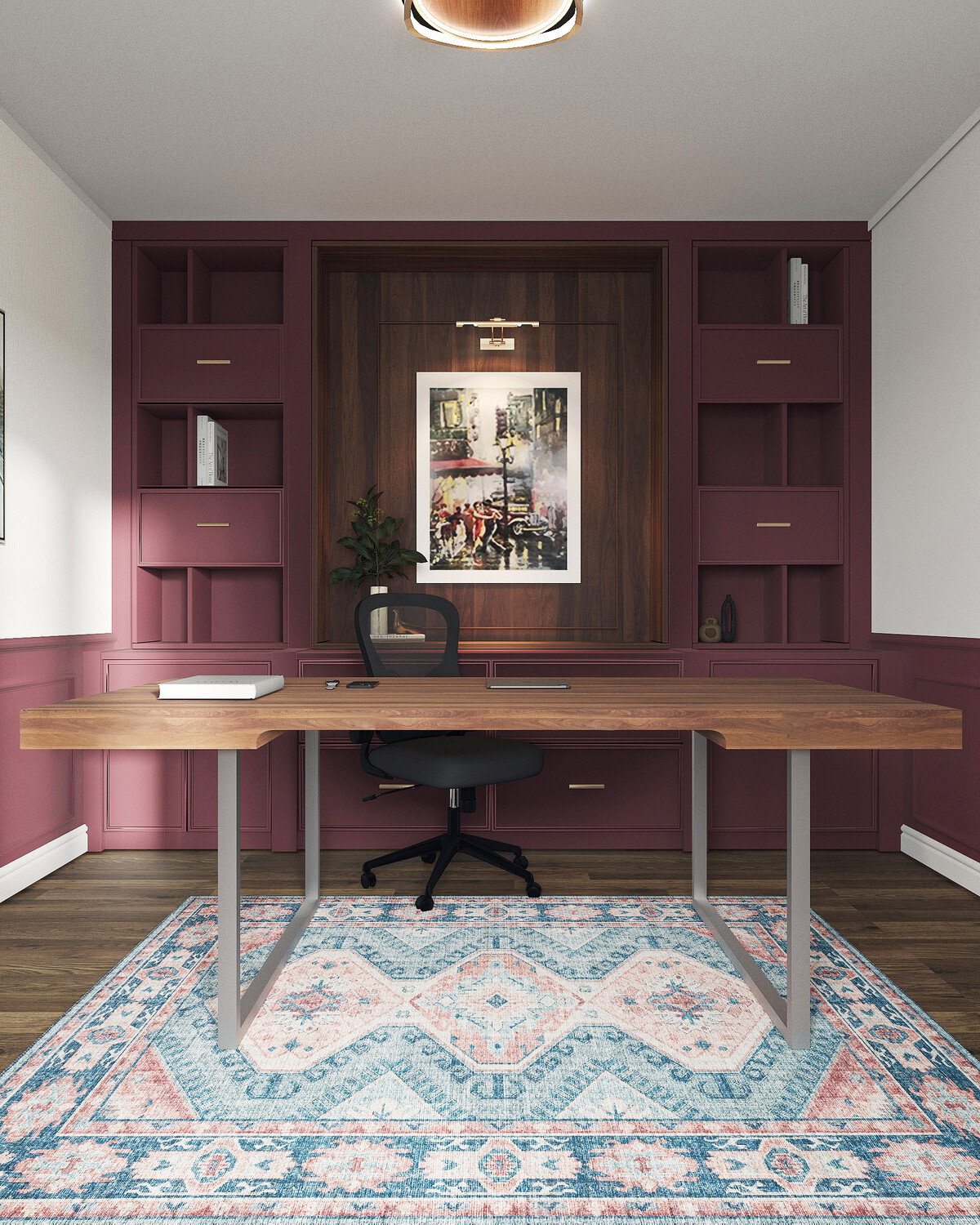 Sleek & Minimalistic Home Office & Kitchen Remodel Rendering thumb