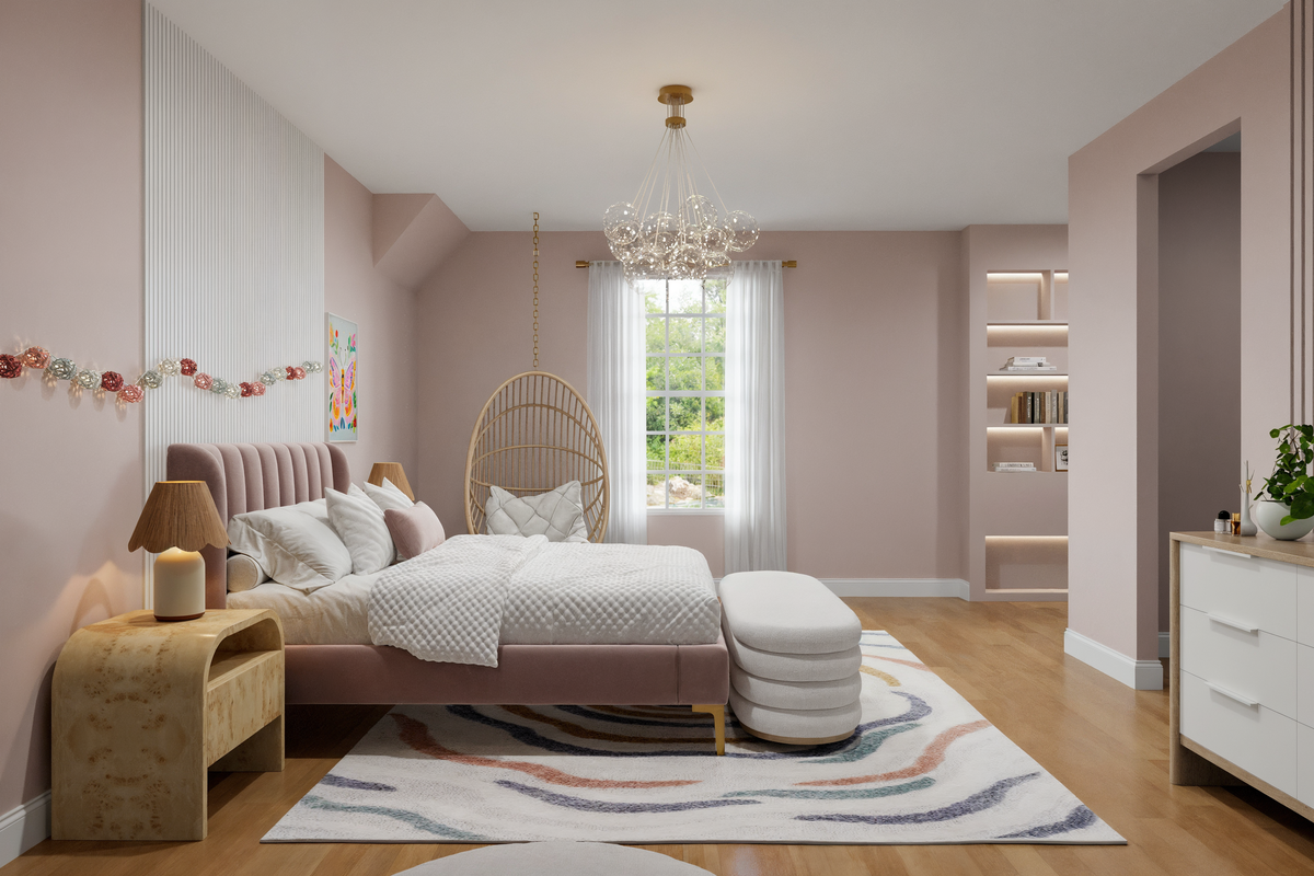 Elegant Inviting Bedroom & Dining Room Design Rendering thumb