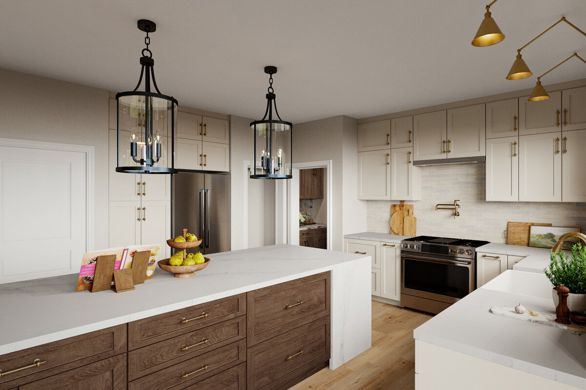 Modern Transitional Kitchen & Dining Remodel Rendering thumb