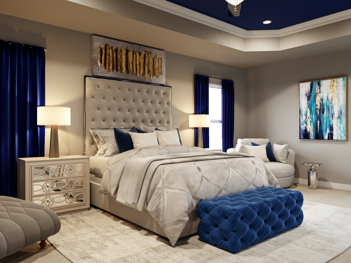 Sophisticated Glam Bedroom Interior Design Rendering thumb