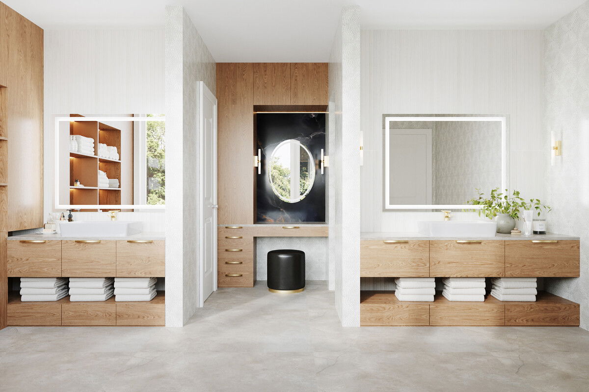 Contemporary Spa Inspired Bathroom Renovation Rendering thumb