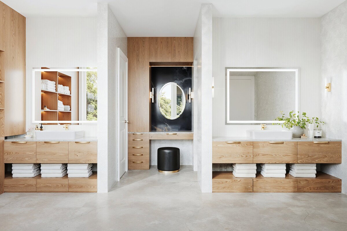 Contemporary Spa Inspired Bathroom Renovation Rendering thumb