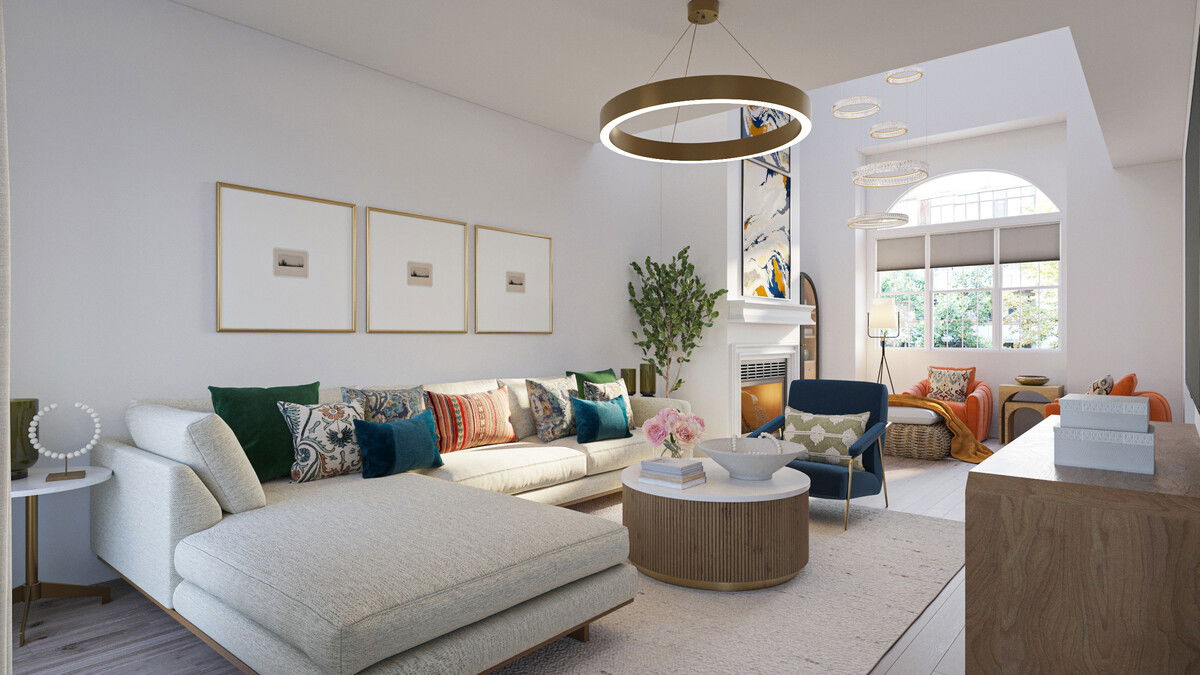 Family Room with Nook Interior Design Rendering thumb